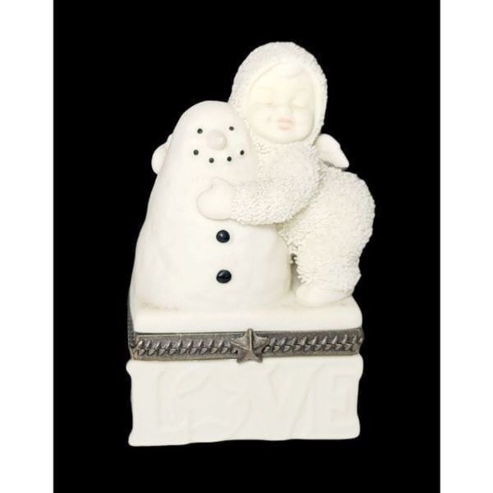 Vtg Dept 56 SnowBabies "I Love You" Hinged Trinket Box 68867 Bisque Porcelain RE